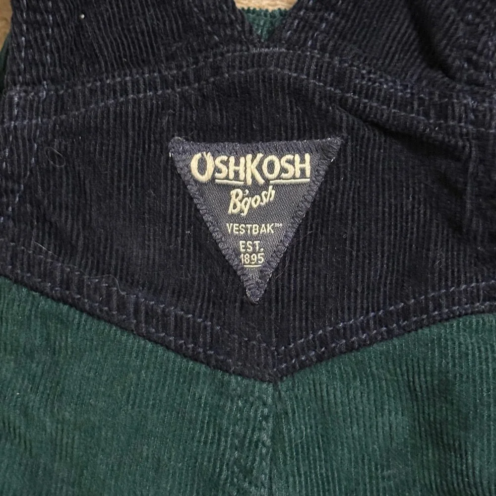 OshKosh Bgosh Baby Boys Green Navy Corduroy Vestbak Overalls 3M Forest Green